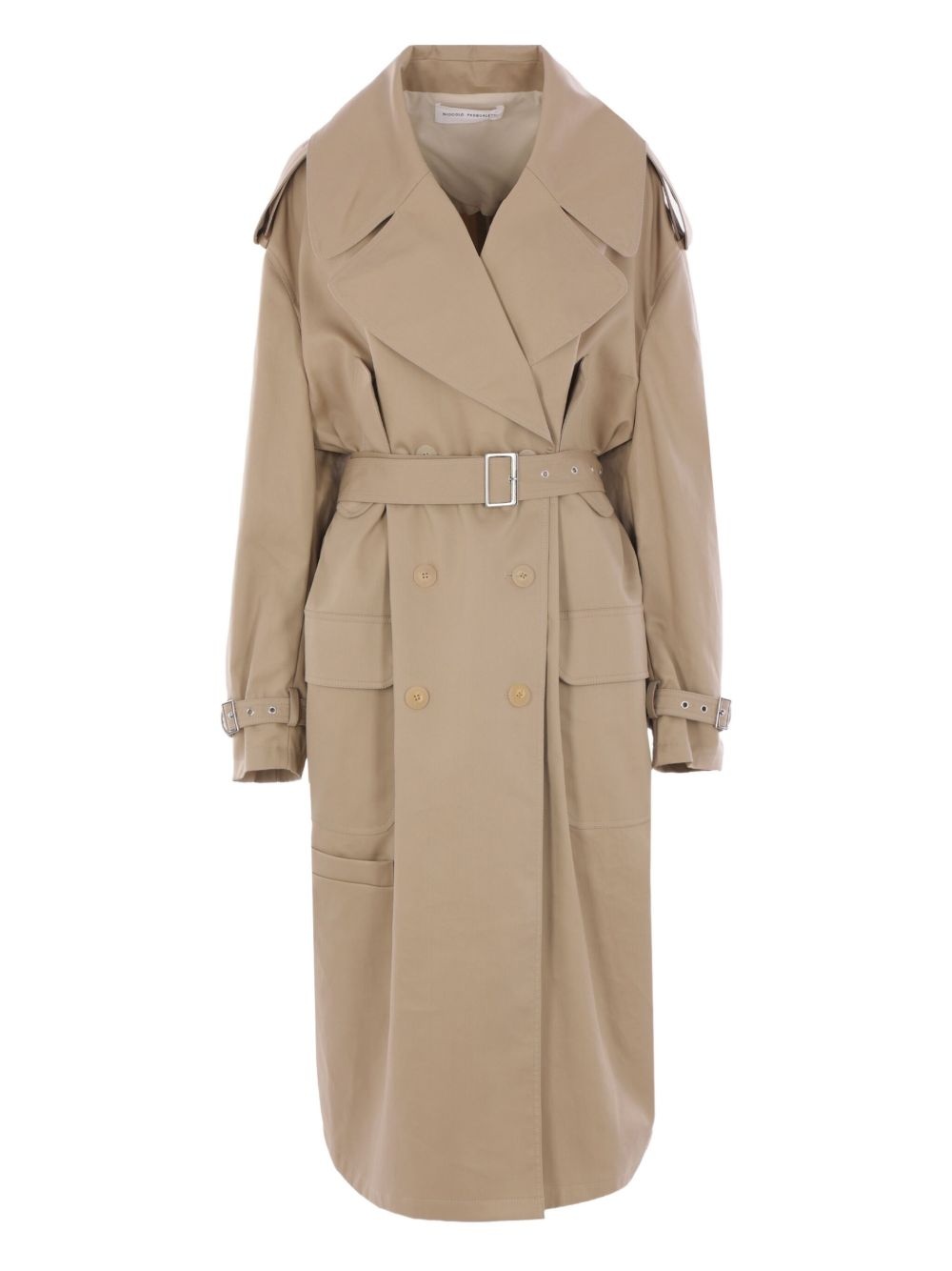 chain-detail belted trench coat - 1