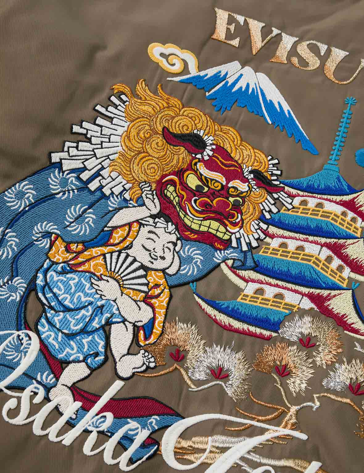 Logo and Godhead Lion Dance Embroidery Relax Fit Bomber Jacket - 5