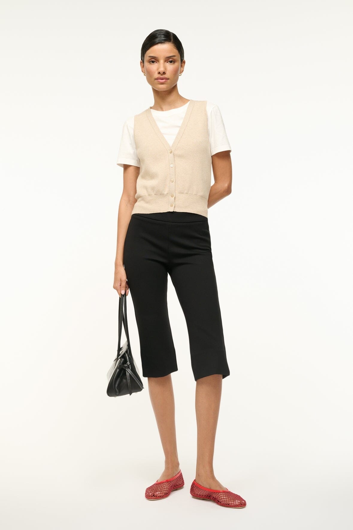 STAUD FICUS SWEATER VEST STONE - 2