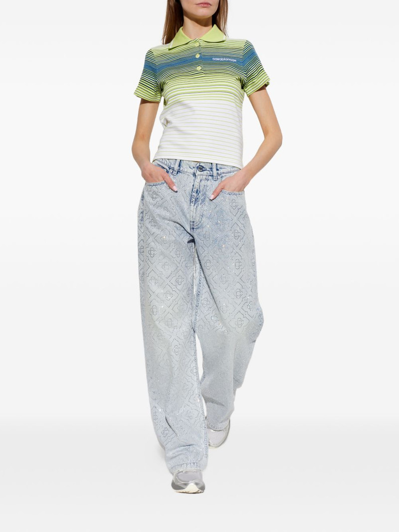 CASABLANCA crystal-embellished monogram jeans outlook