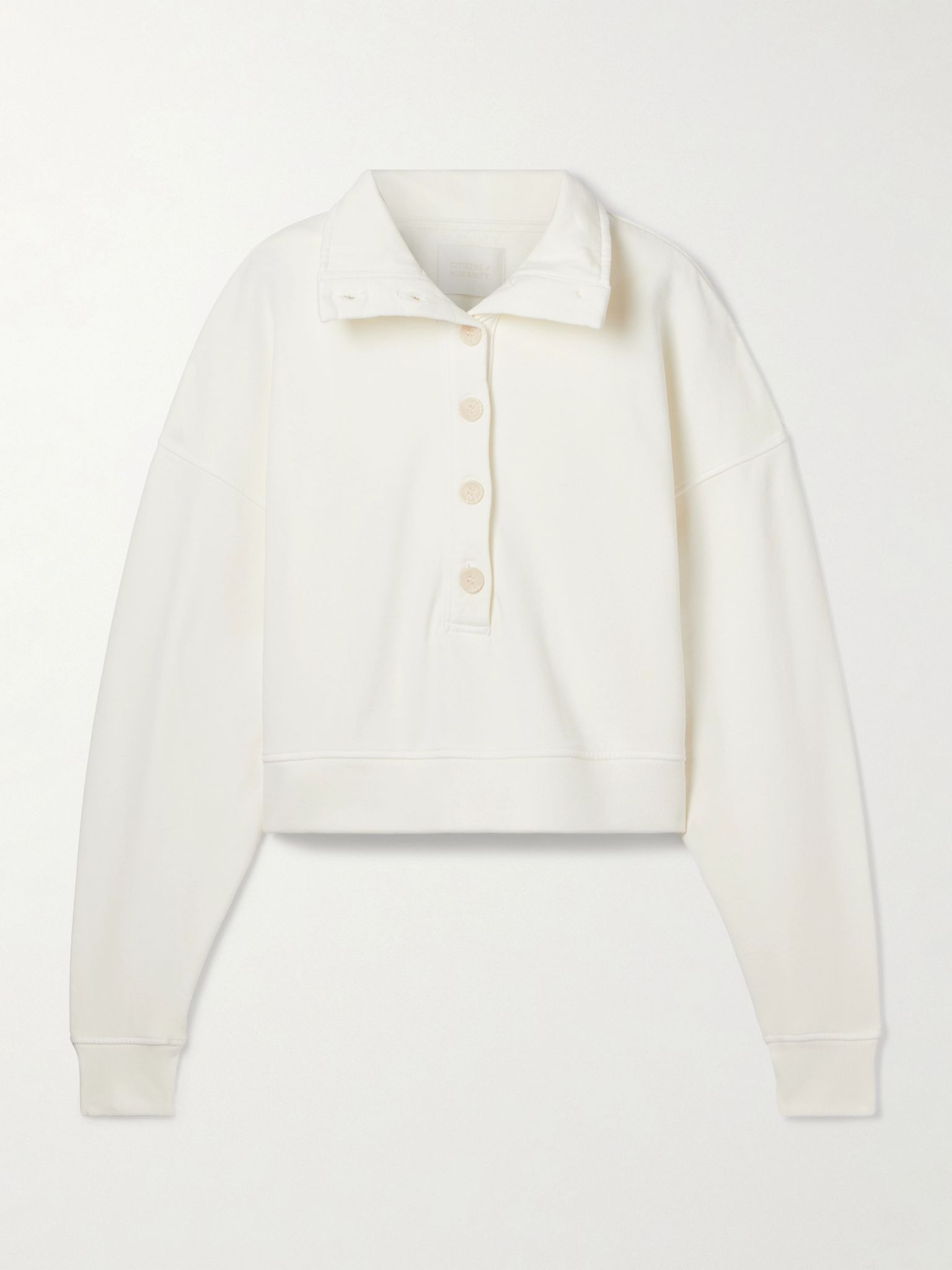 Mirelle cropped cotton-jersey sweatshirt Cream - 1