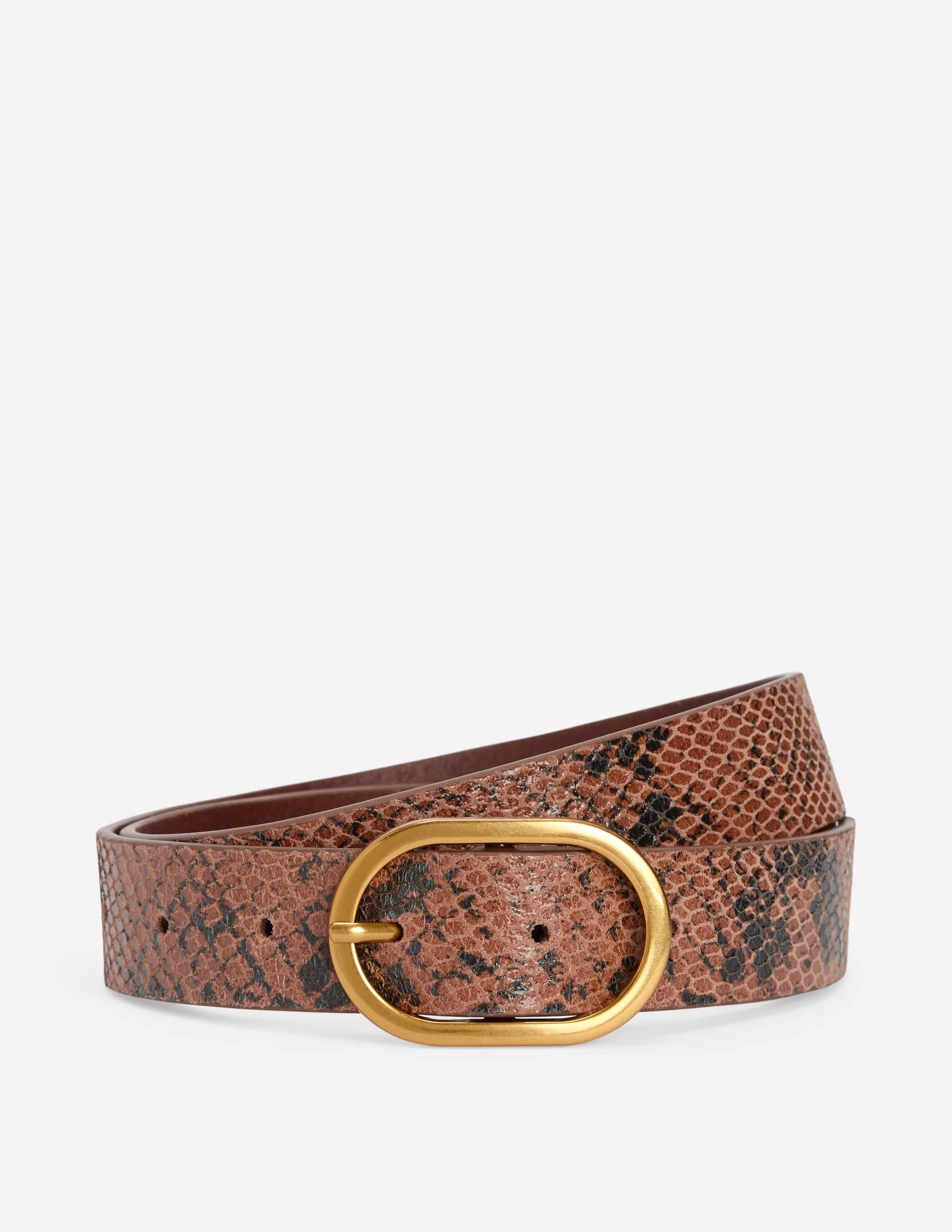 Classic Leather Belt-Brown Snake Print - 1