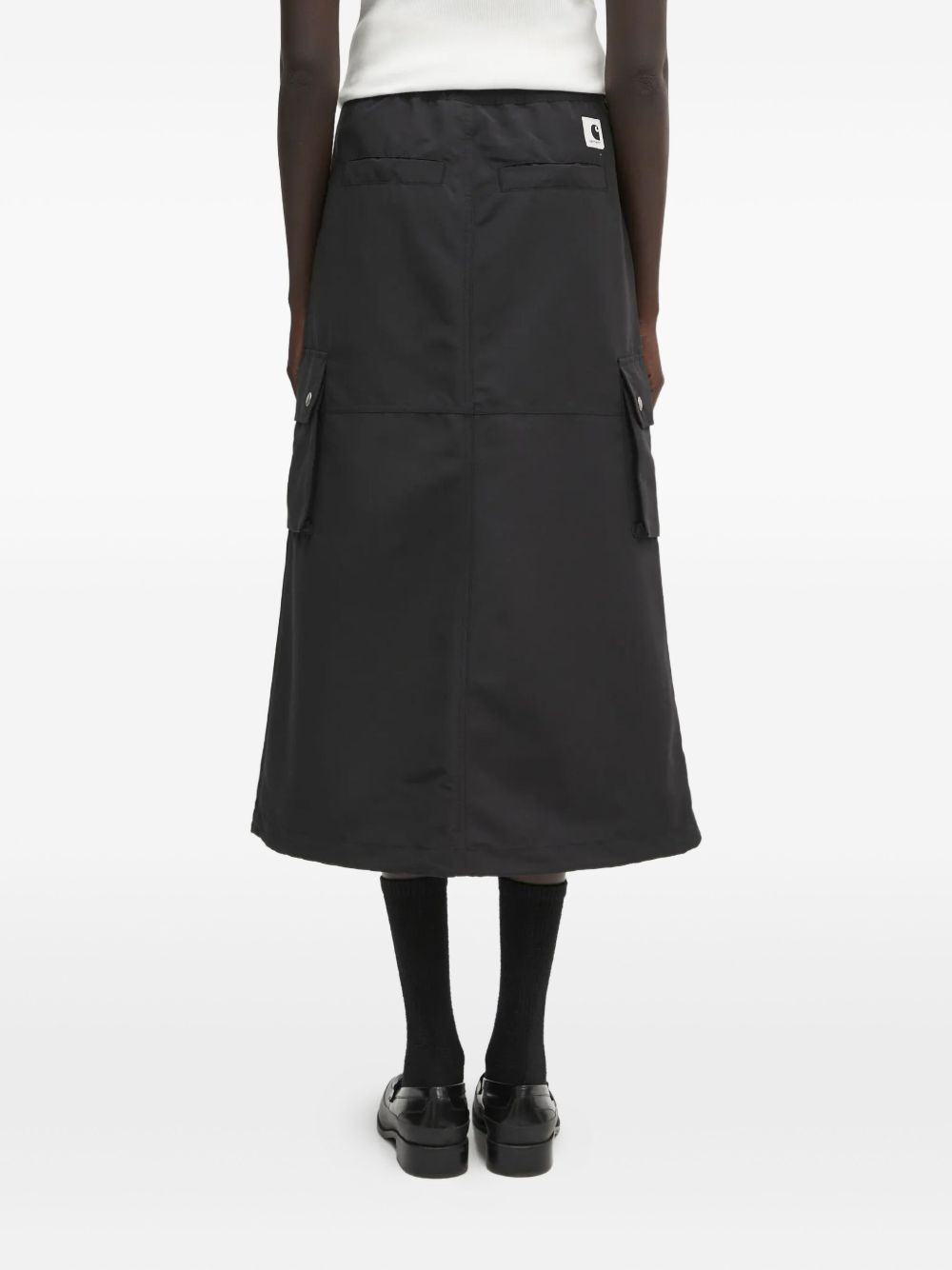 logo-patch A-line midi skirt - 4