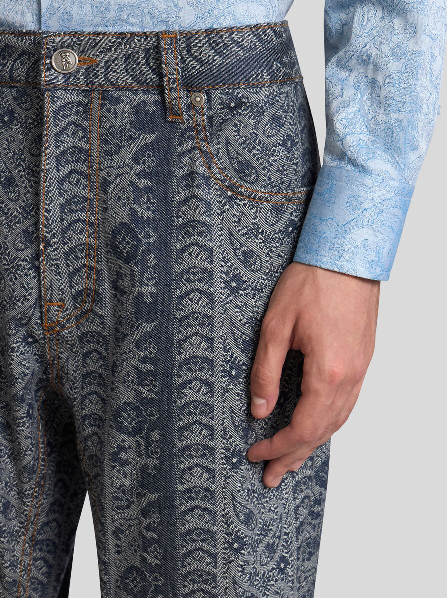 JACQUARD JEANS WITH LOGO TAG - 3