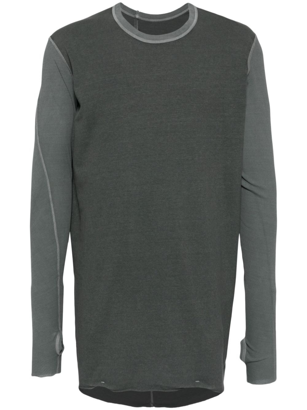 raw-cut edge long-sleeved T-shirt - 1