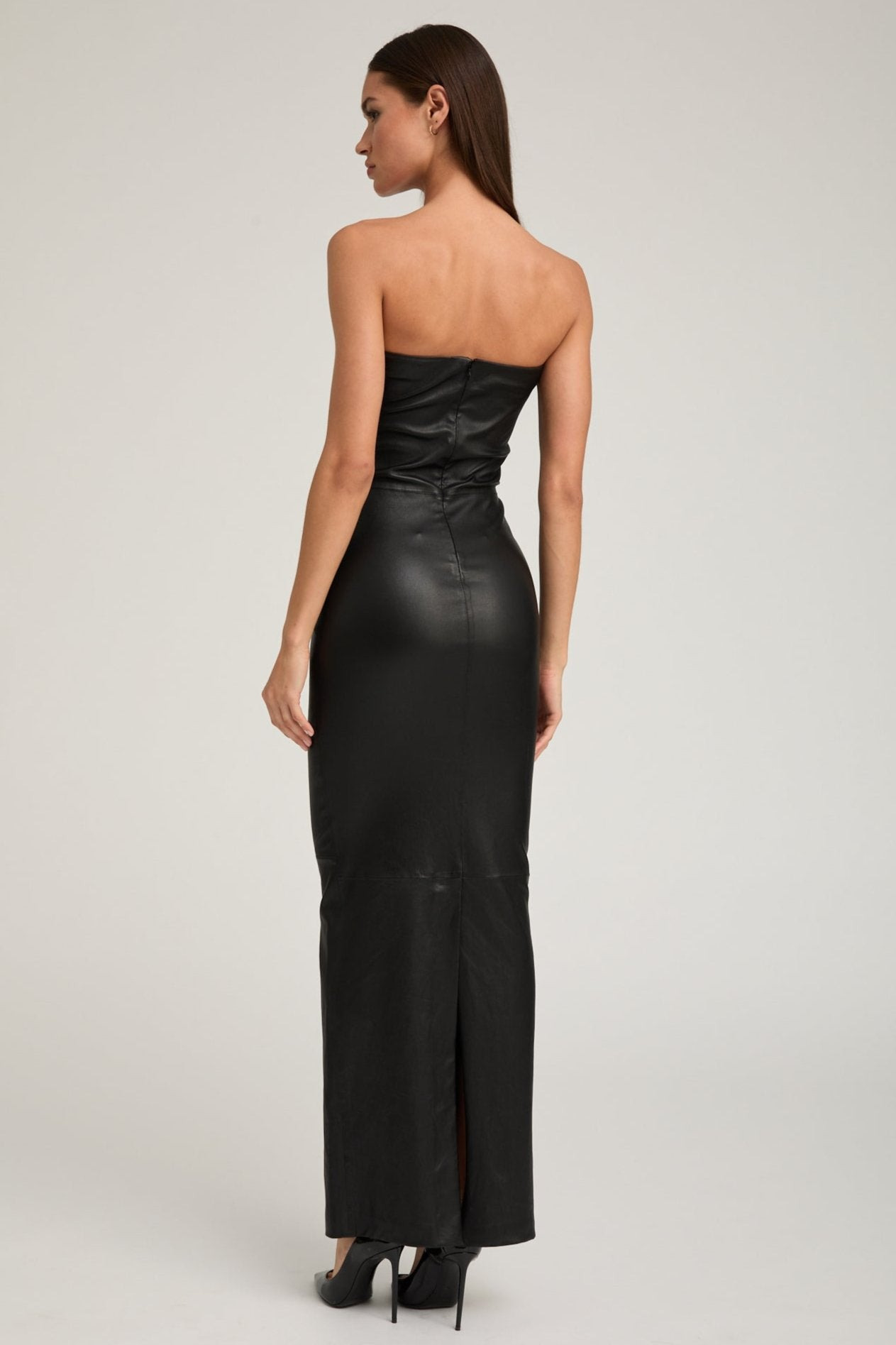 BLACK LEATHER GOWN - 5