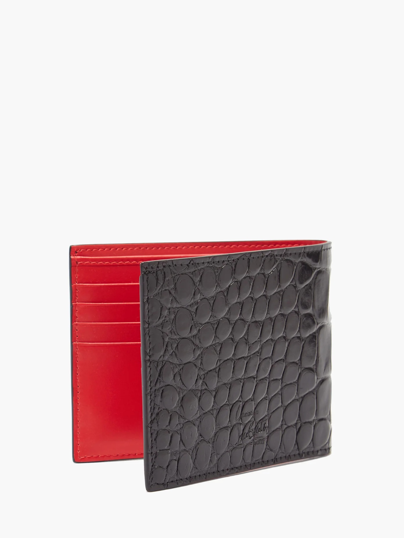 Crocodile-effect leather bi-fold wallet - 3