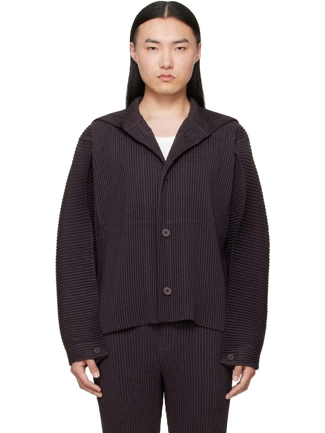 Brown Linen Like Jacket - 1