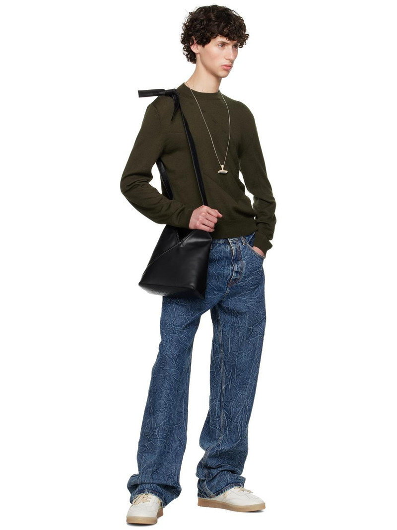 MM6 Maison Margiela Khaki Paneled Sweater outlook