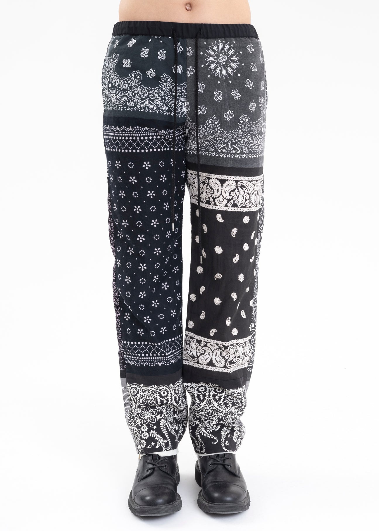 Black BANDANA PATCHWORK PANTS - 2