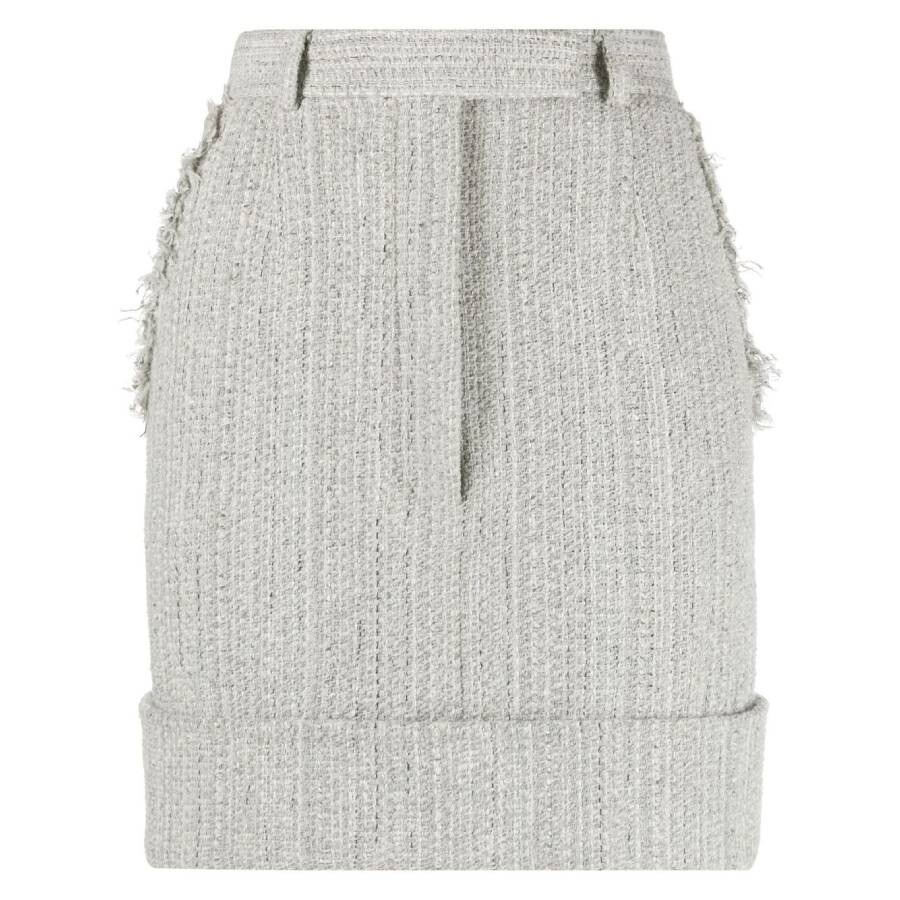 Thom Browne High-Waist Tweed Fray Mini Skirt - 5