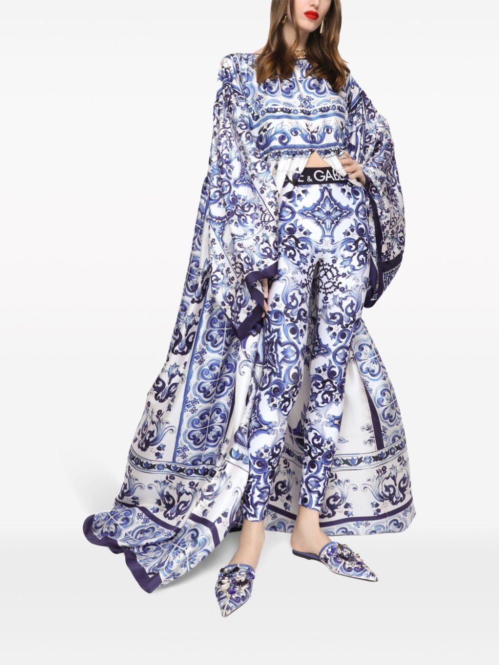 majolica-print silk dress - 2