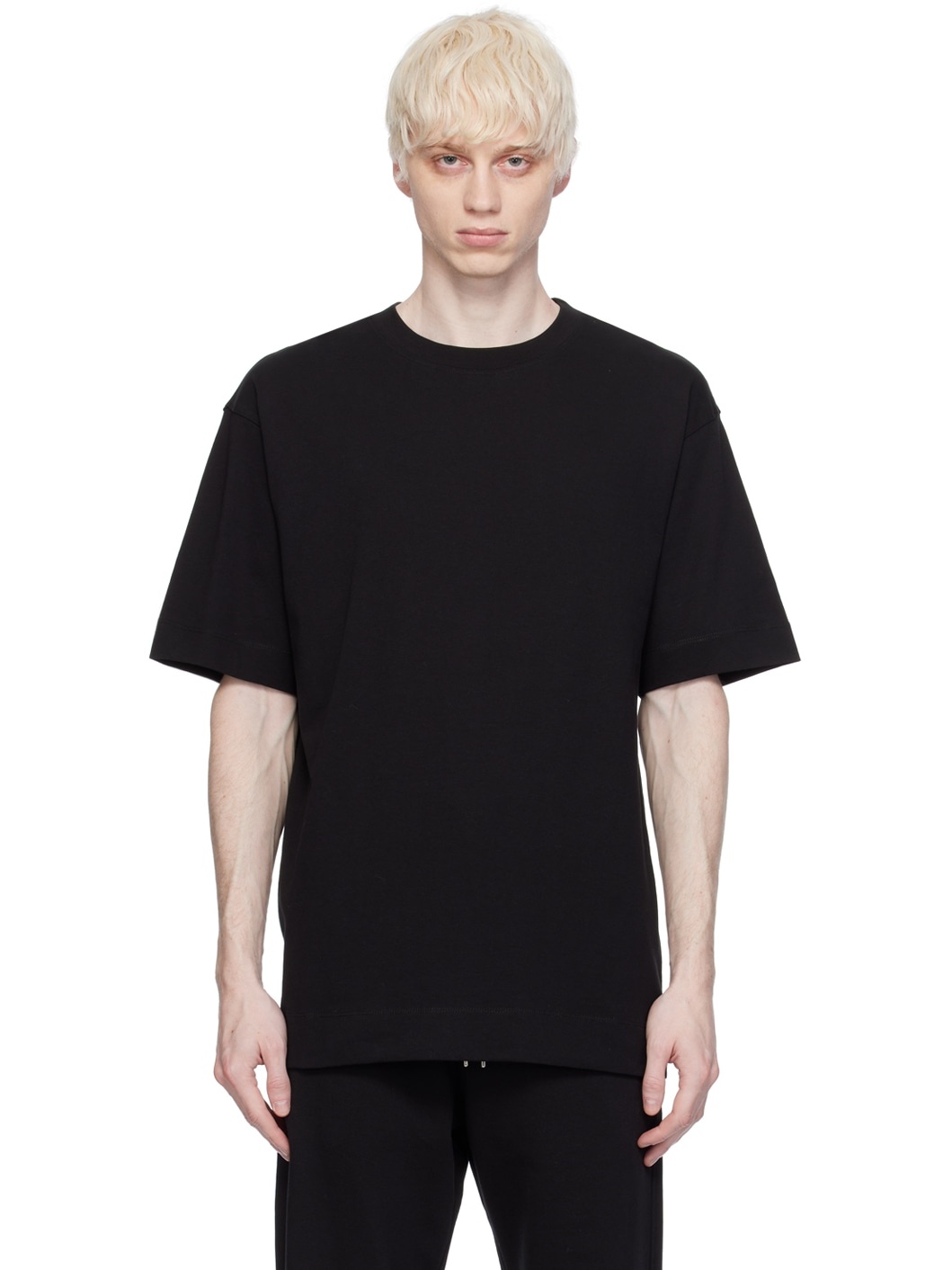 Black Dropped Shoulders T-Shirt - 1