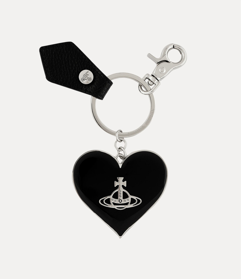 GRAIN LEATHER MIRROR HEART ORB KEYRING 1
