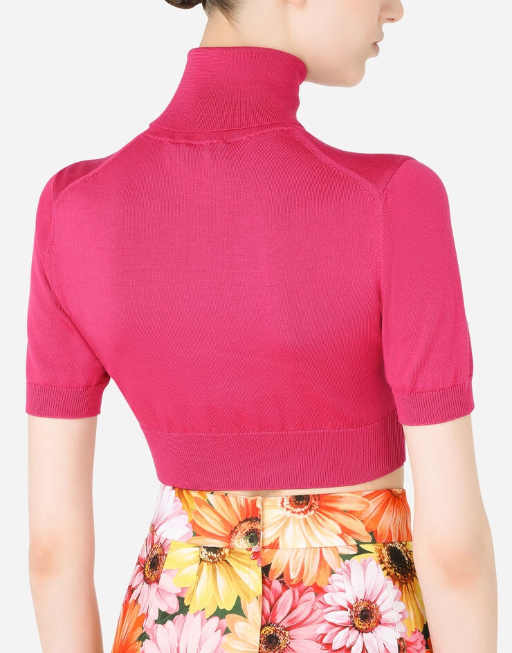 Cropped silk turtle-neck sweater - 5