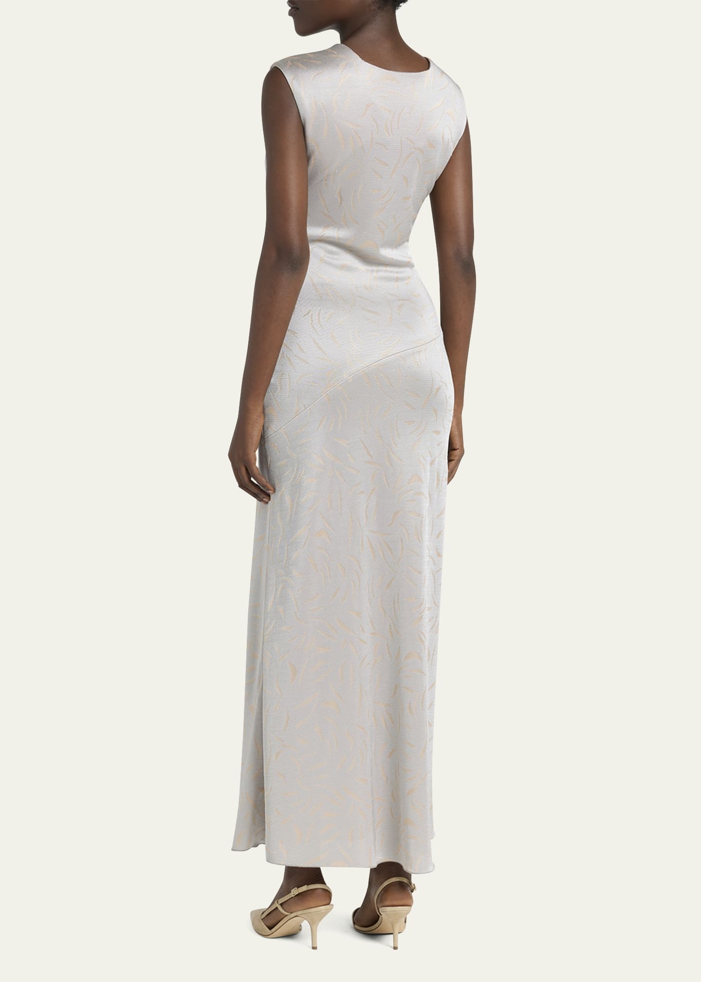 Printed Shiny Viscose Jacquard Maxi Dress - 3