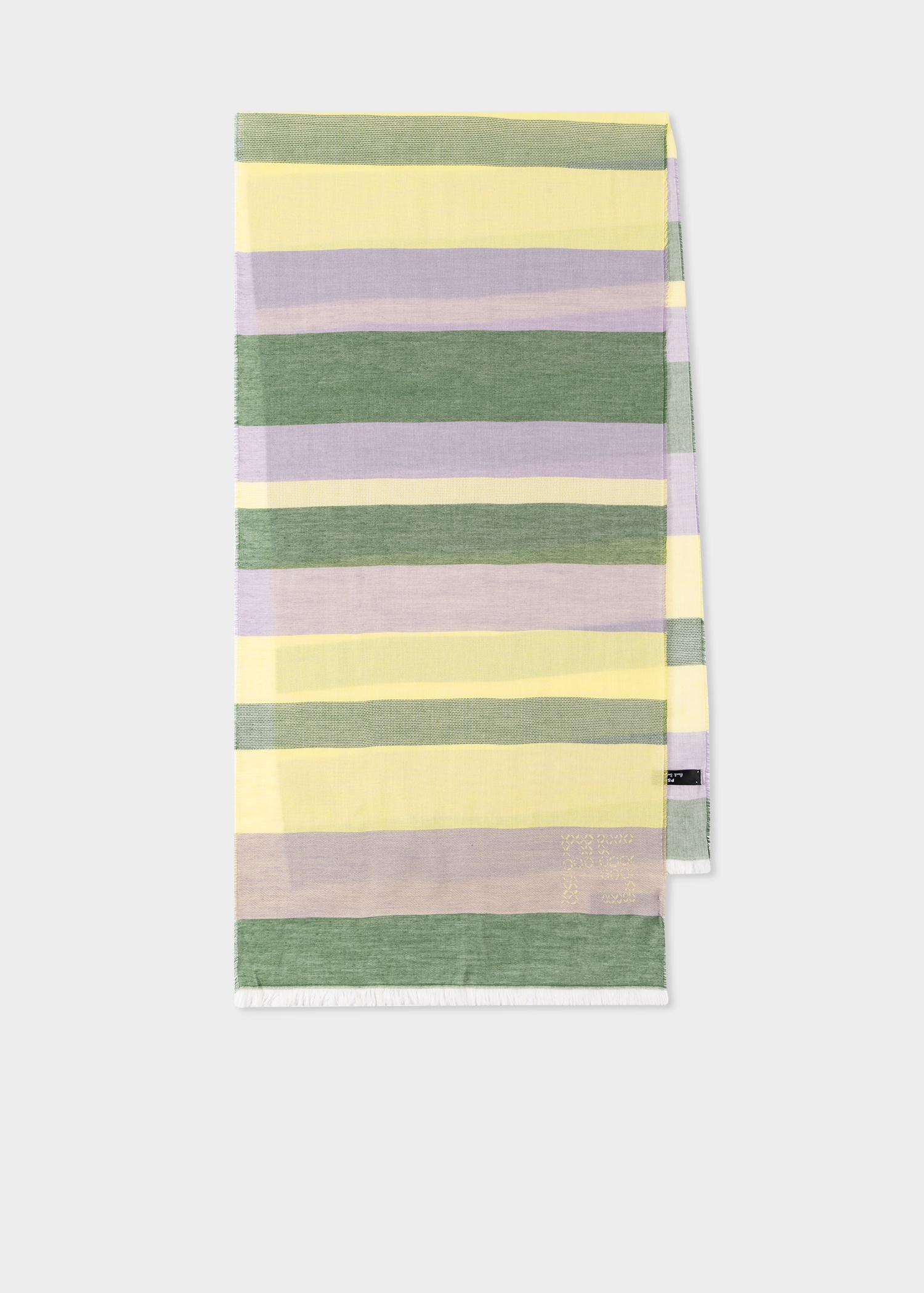 Green and Purple Cotton-Blend Scarf - 1