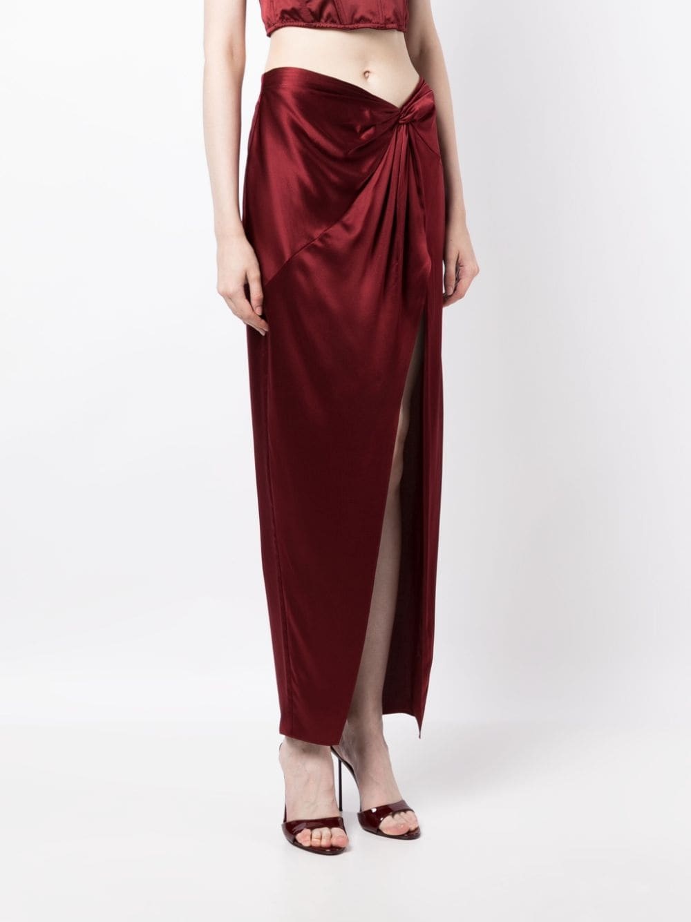 twist-detail silk skirt - 3