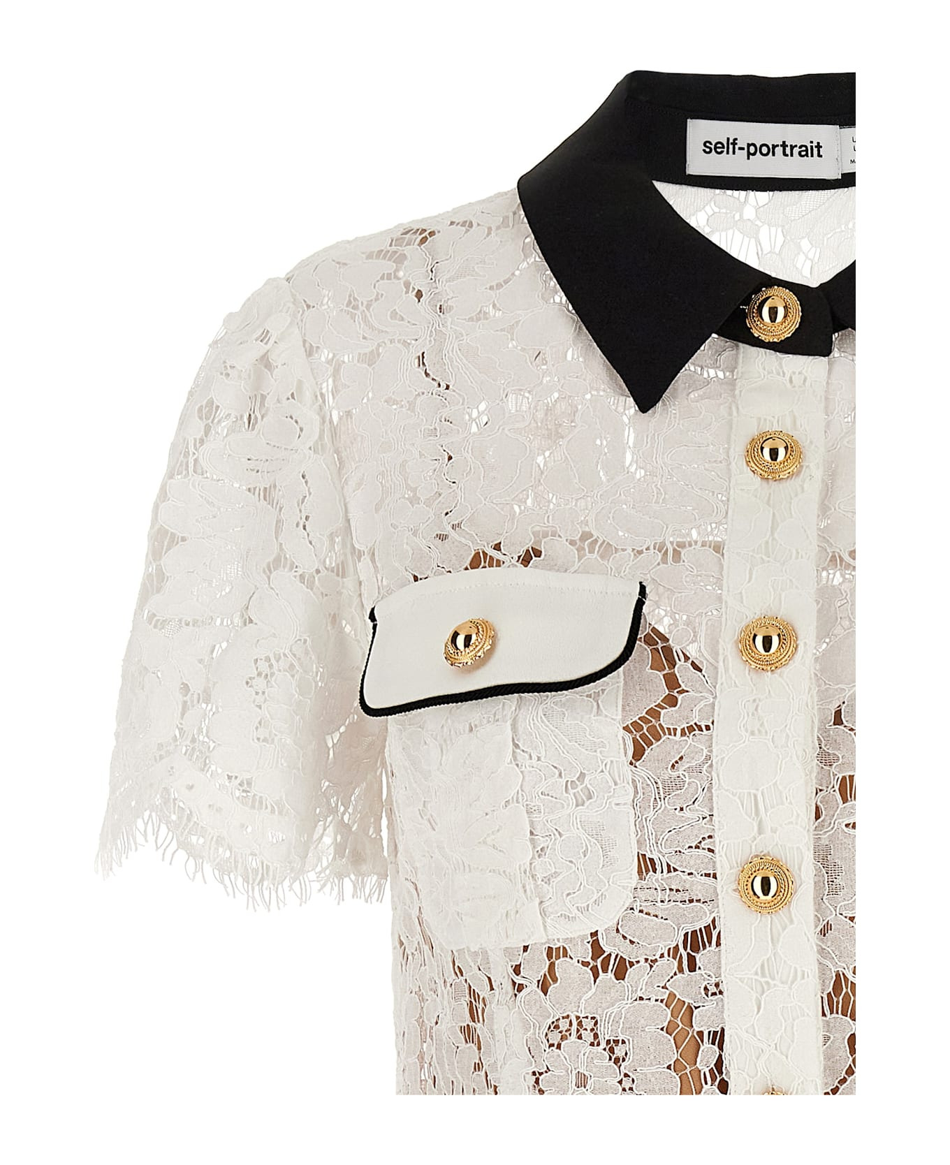 'white Lace Contrast Collar Mini' Dress - 3