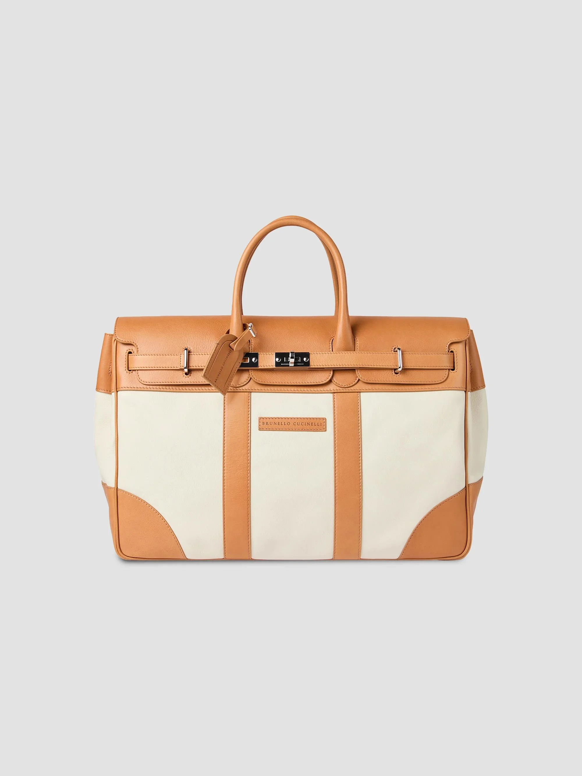 Men's Grained Calfskin and Cowhide Country Bag - Ivory - 1