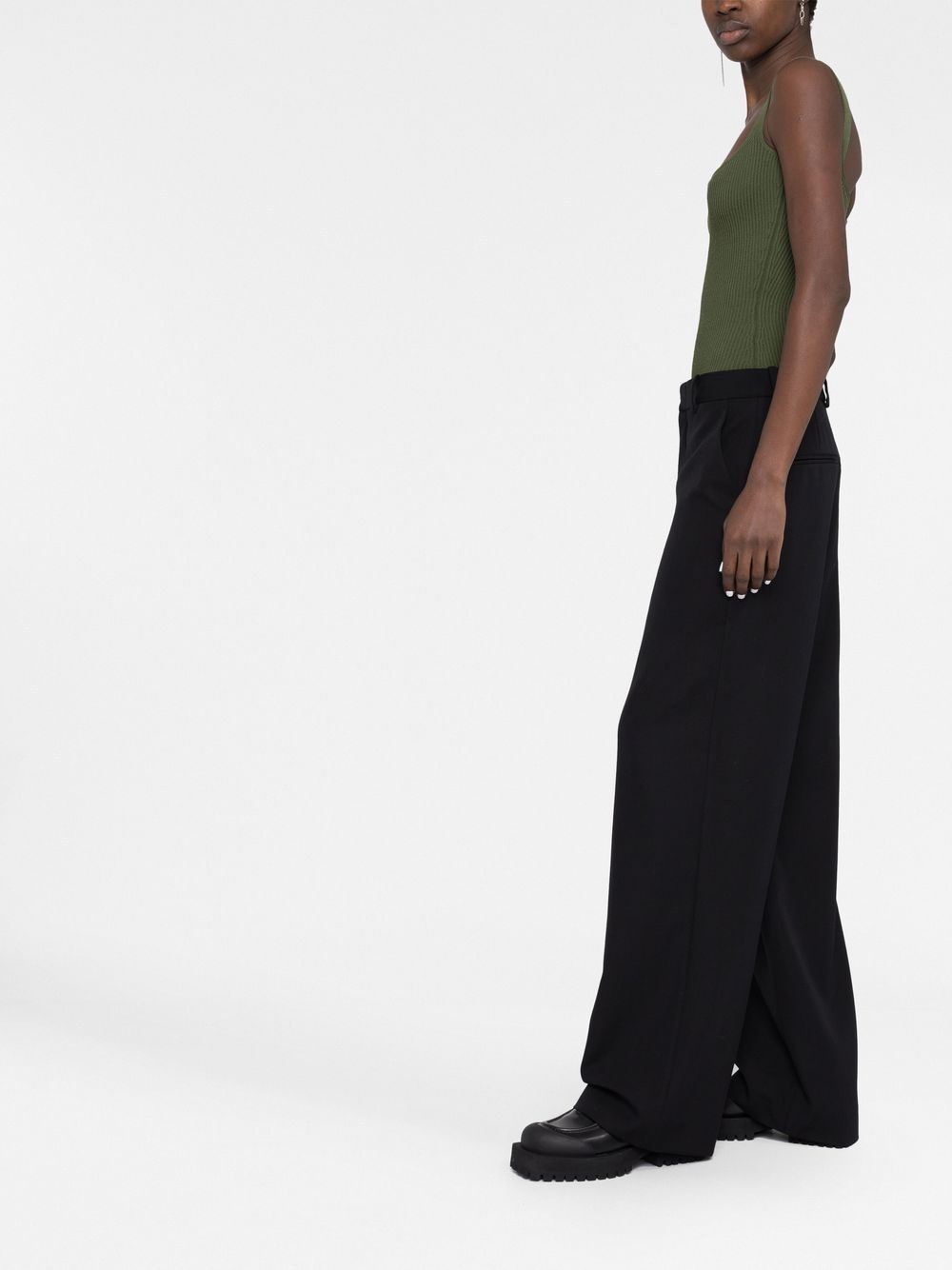 mid-rise wide-leg trousers - 4