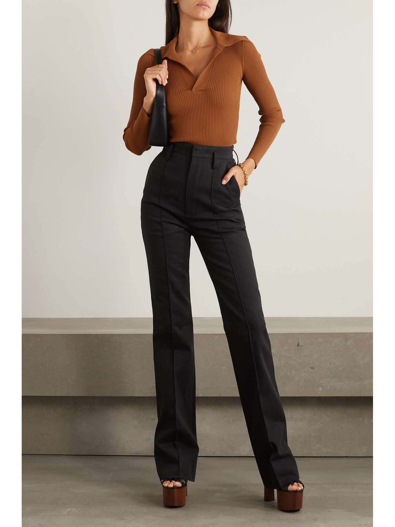Embellished ribbed-knit polo sweater - 2