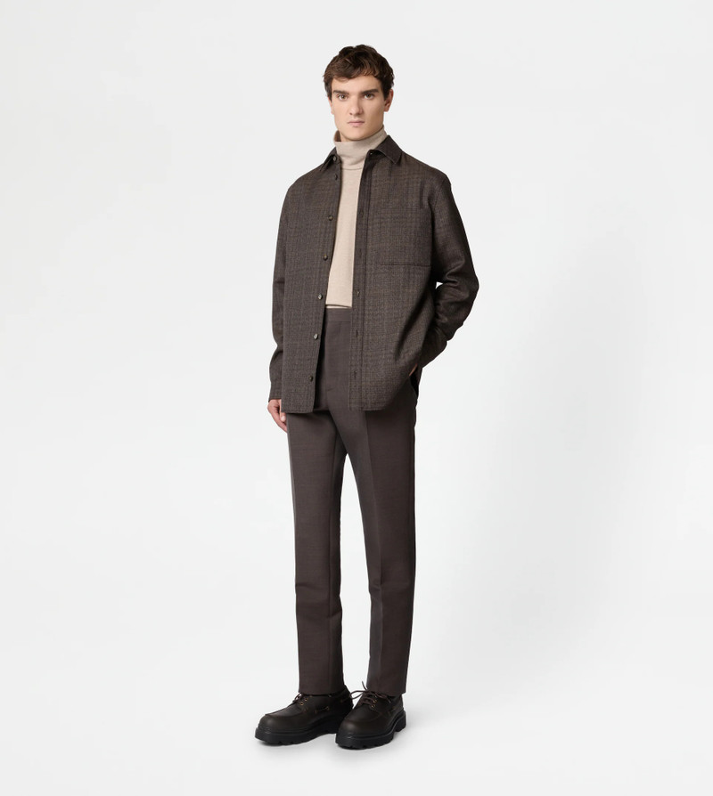 Tod's OVERSHIRT IN CHECK WOOL - BROWN, BLACK outlook