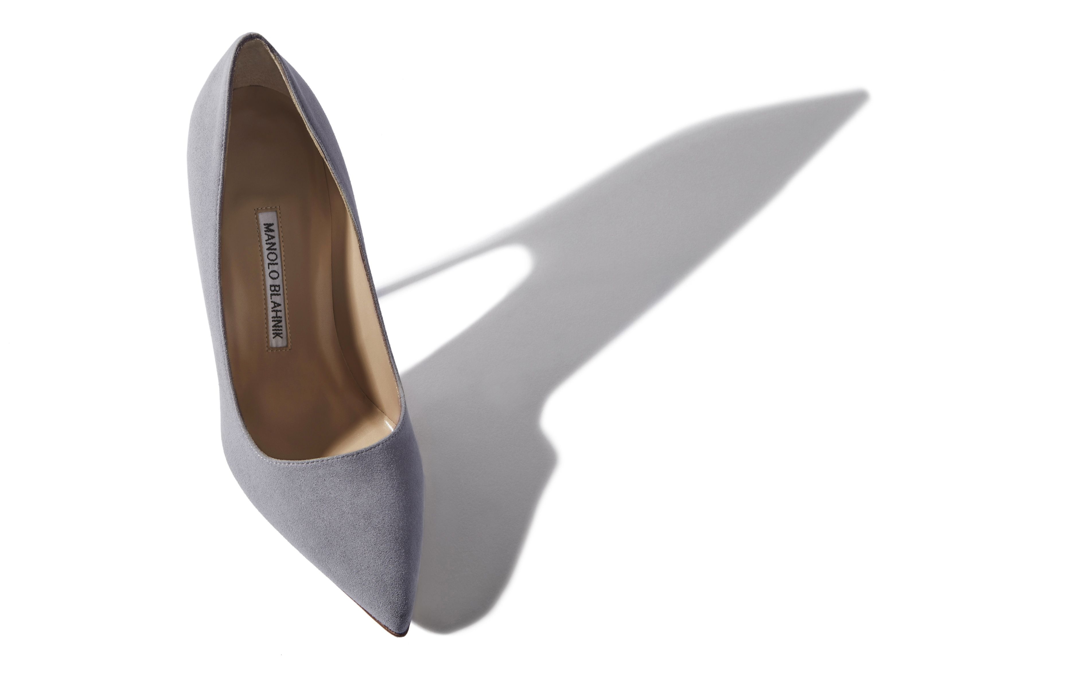 Light Grey Suede Pointed Toe Pumps - 2