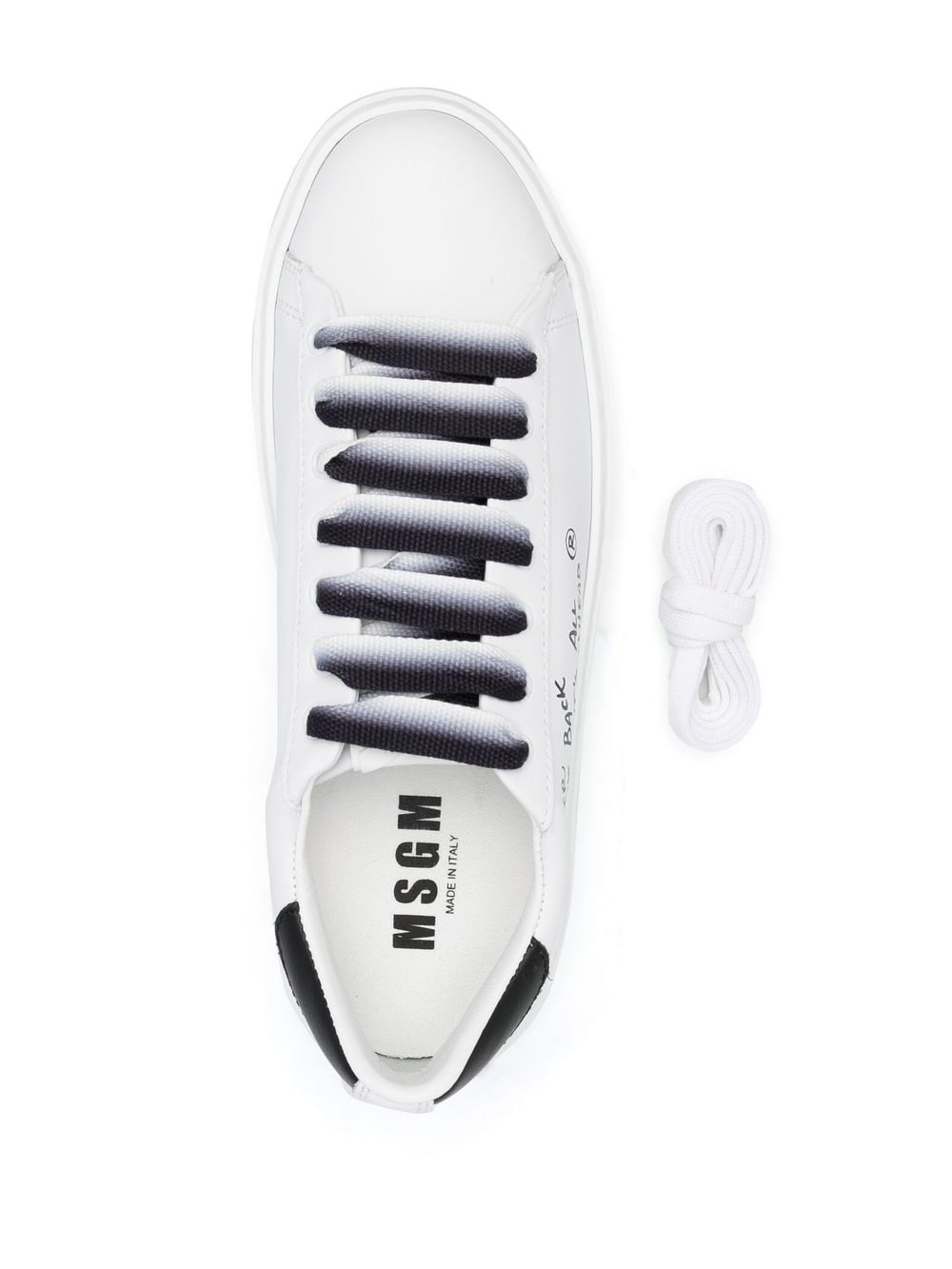 slogan-print leather sneakers - 4