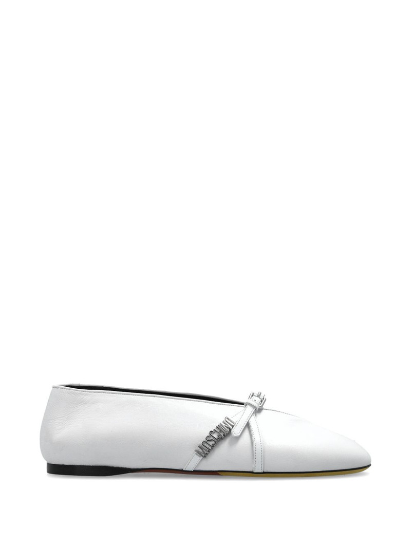 log-plaque leather ballet flats 1