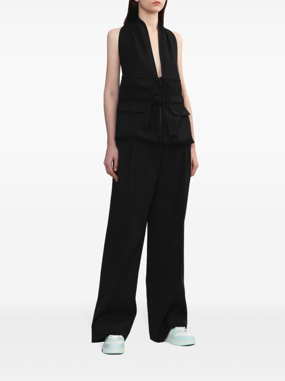 pleat-detail wide-leg trousers - 2