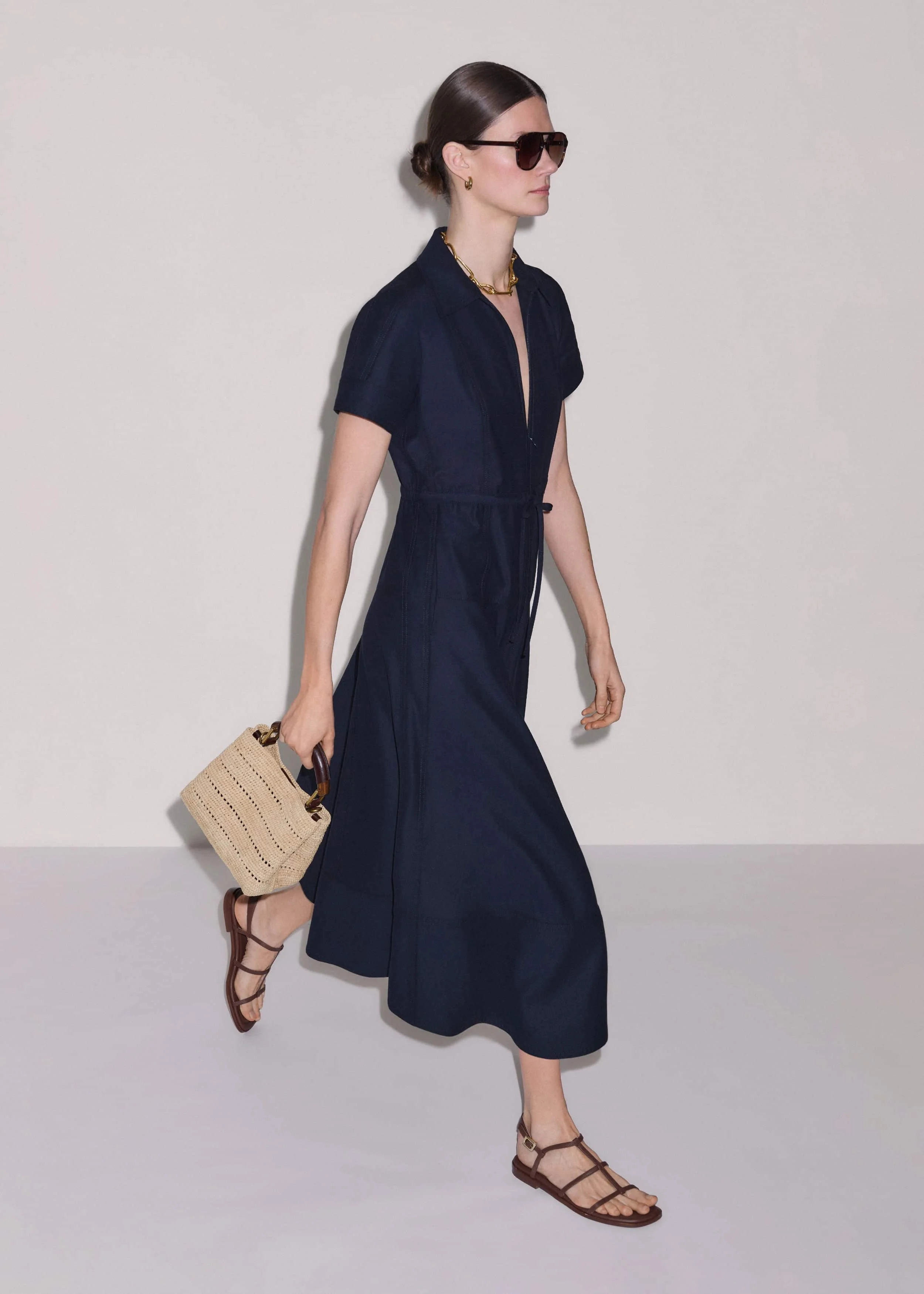 Drawstring Midi Dress - 1