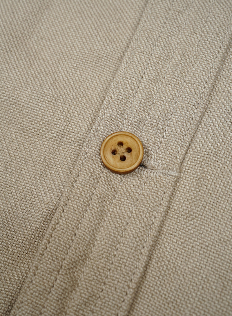 French Work Jacket Linen Pin Oxford in Ivory 4