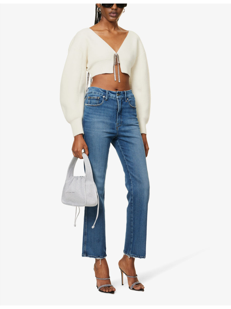 GOOD AMERICAN Good Curve straight-leg high-rise stretch-denim jeans outlook