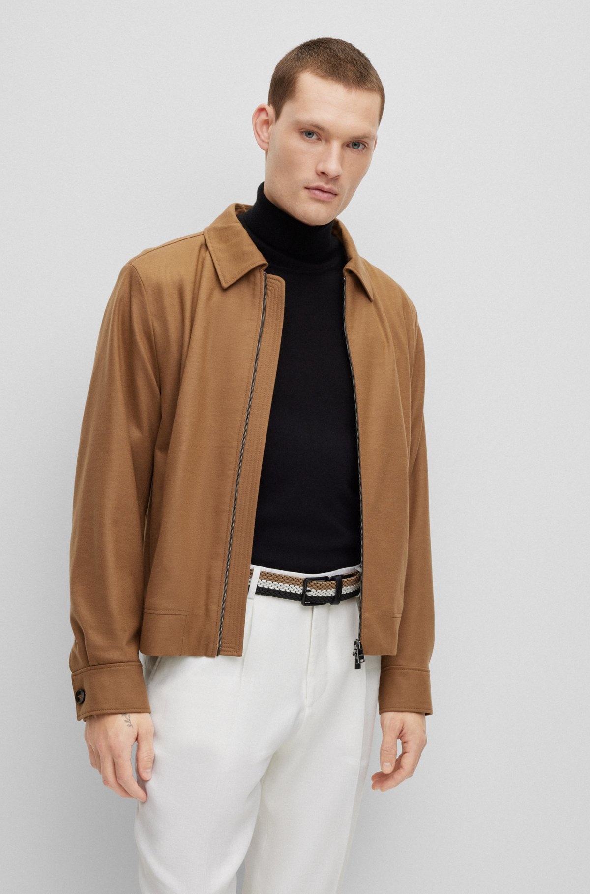 WOVEN BELT WITH LEATHER TRIMS AND CONTRASTING COLOR DETAIL - 3