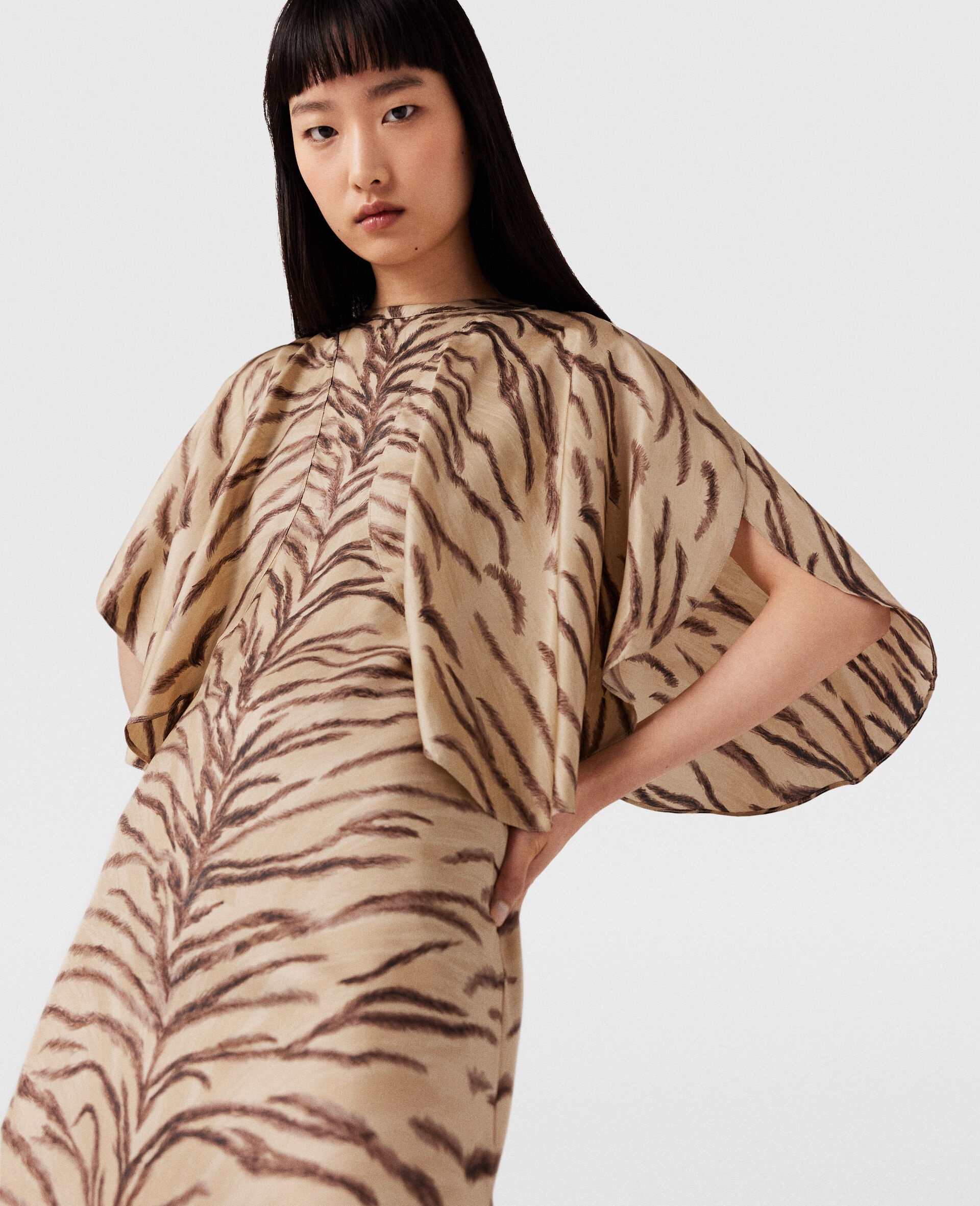 Tiger Print Puff Sleeve Maxi Dress - 4