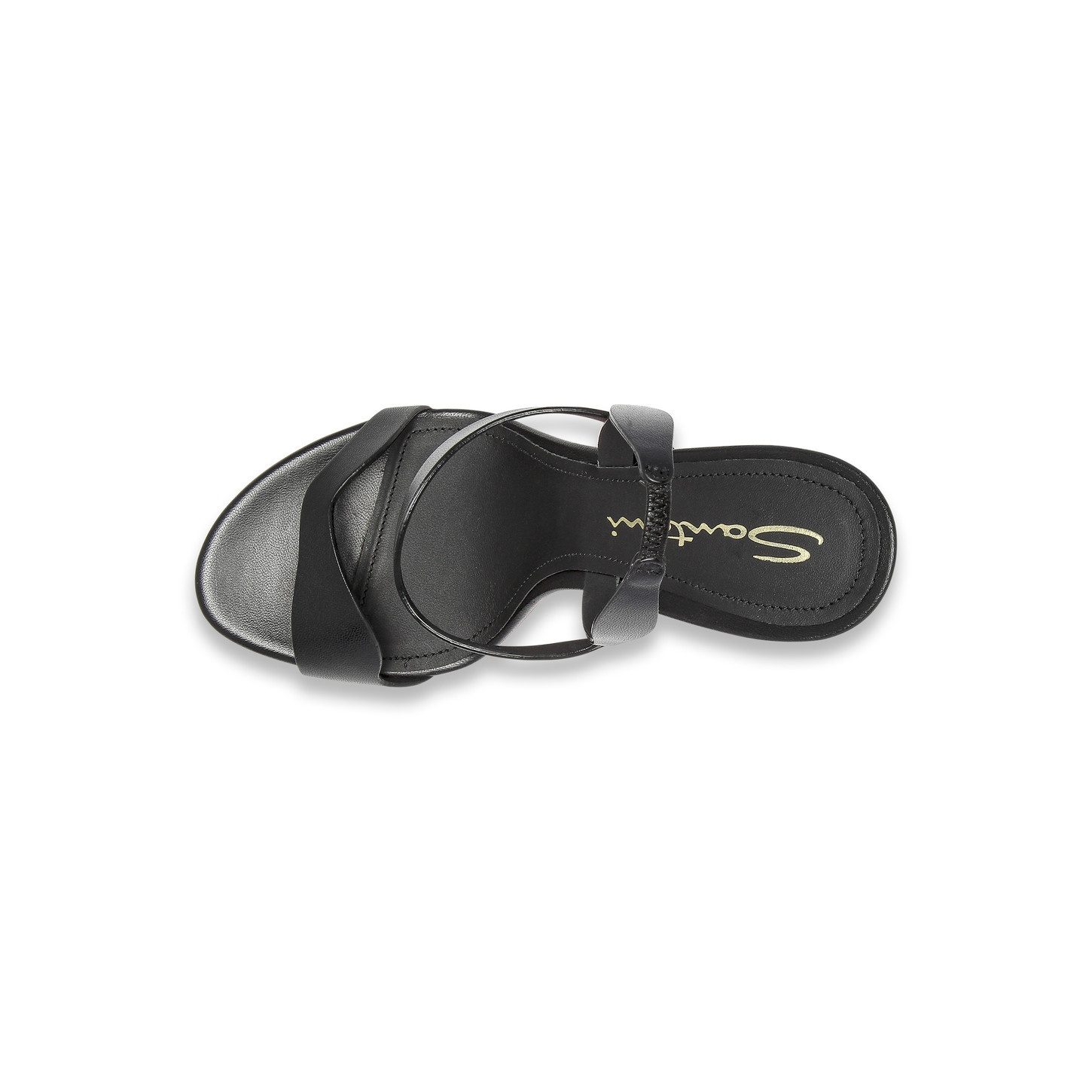 Women's black leather high-heel sandal - 4
