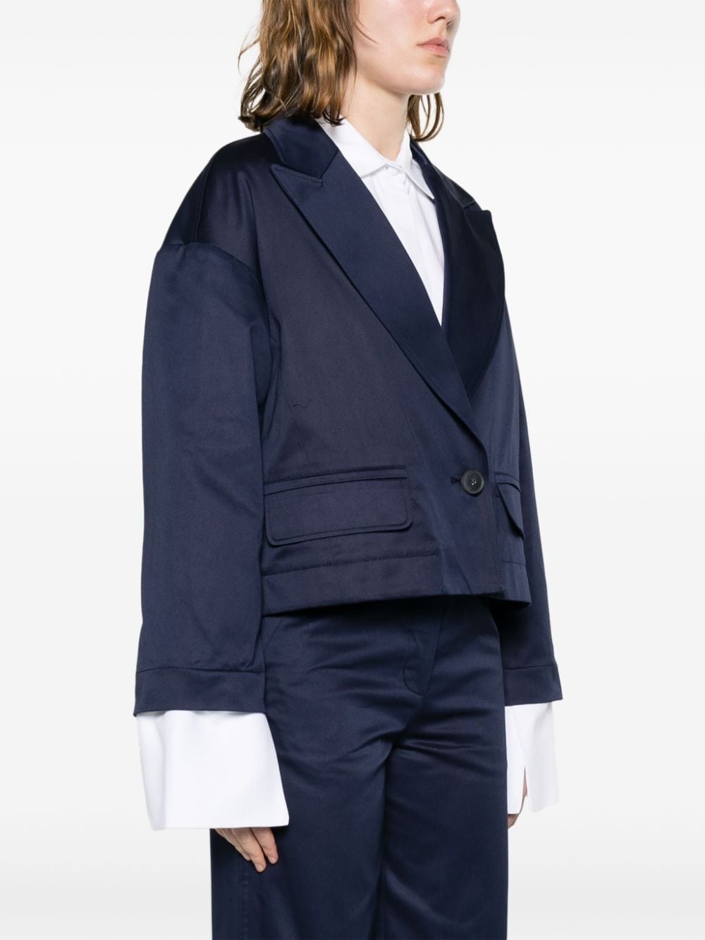 twill cropped jacket - 3