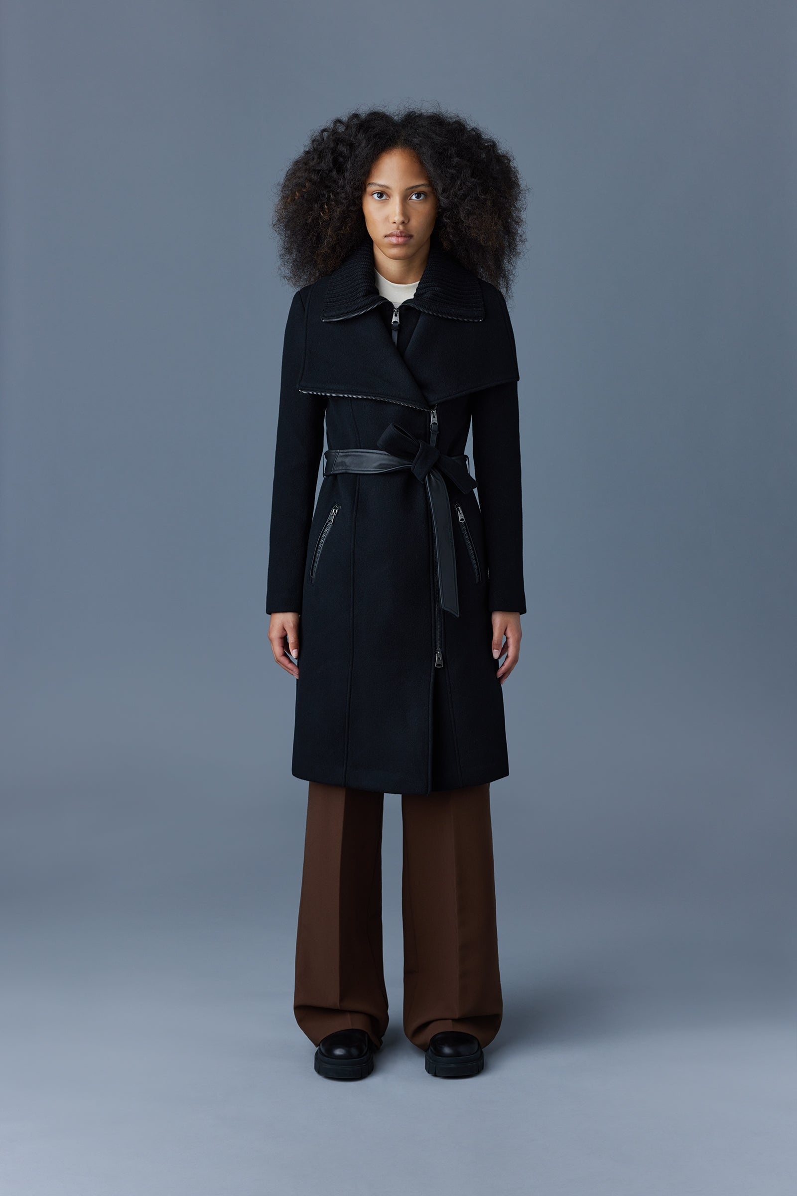 NORI 2-in-1 double face wool coat with sash - 2