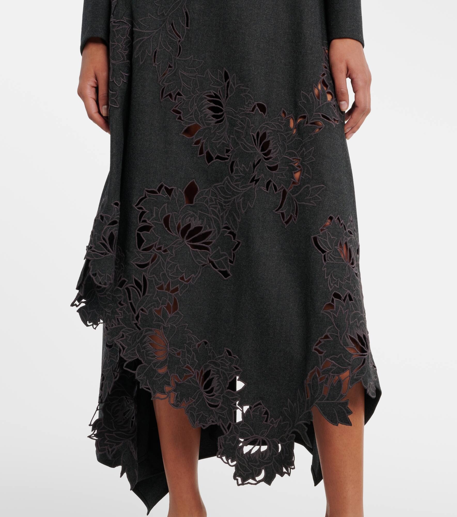 Peony asymmetric wool midi dress - 5