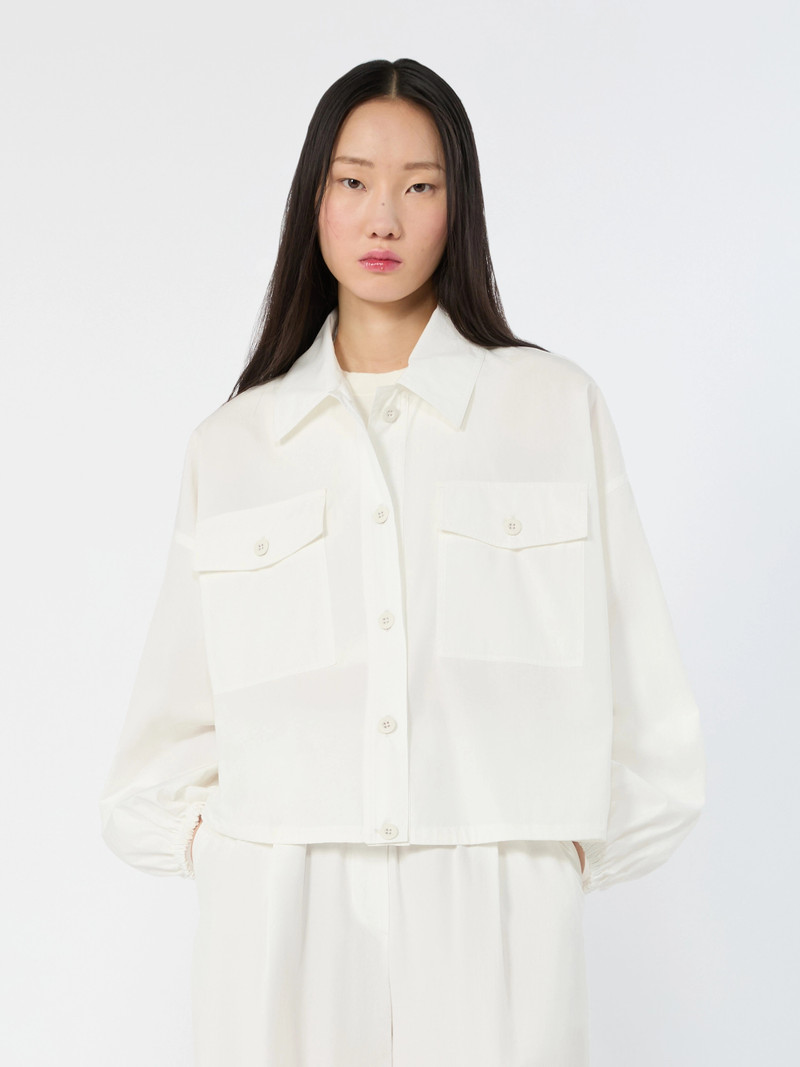 WKIORIGANO Oversized jacket in cotton poplin - IVORY 3