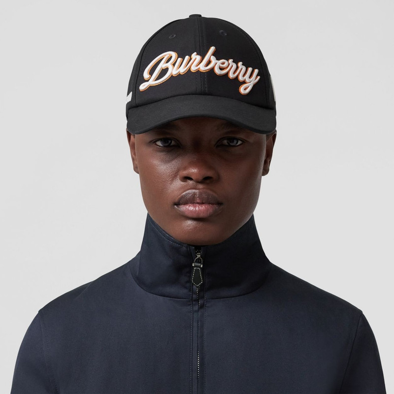 Burberry Embroidered Montage Cotton Gabardine Baseball Cap outlook