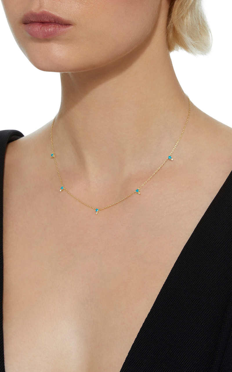 ILA Devere 14K Gold Turquoise And Diamond Necklace blue outlook