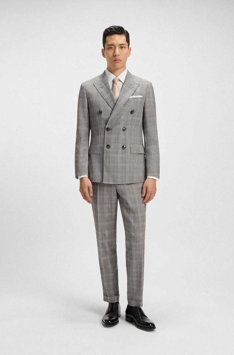 BOSS SLIM-FIT JACKET IN CHECKED VIRGIN WOOL outlook