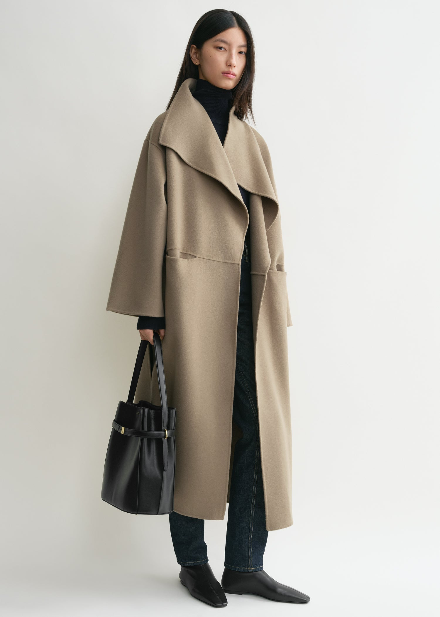 Signature wool cashmere coat truffle - 2