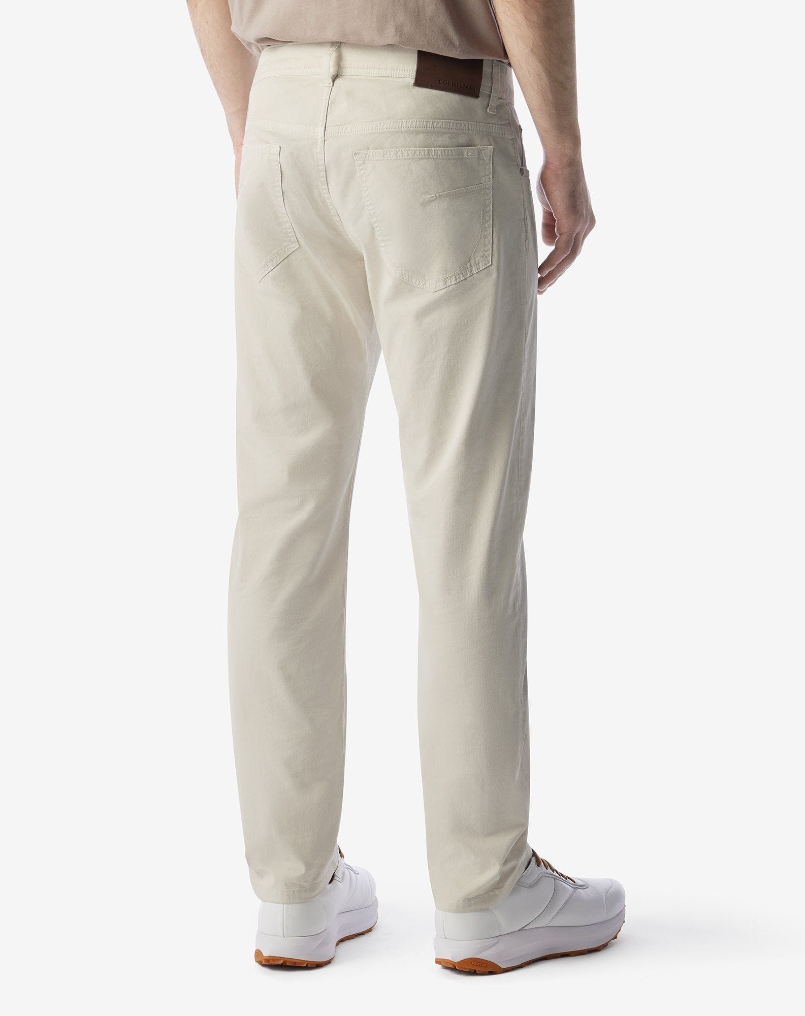 Beige 5-pocket stretch cotton trousers - 3