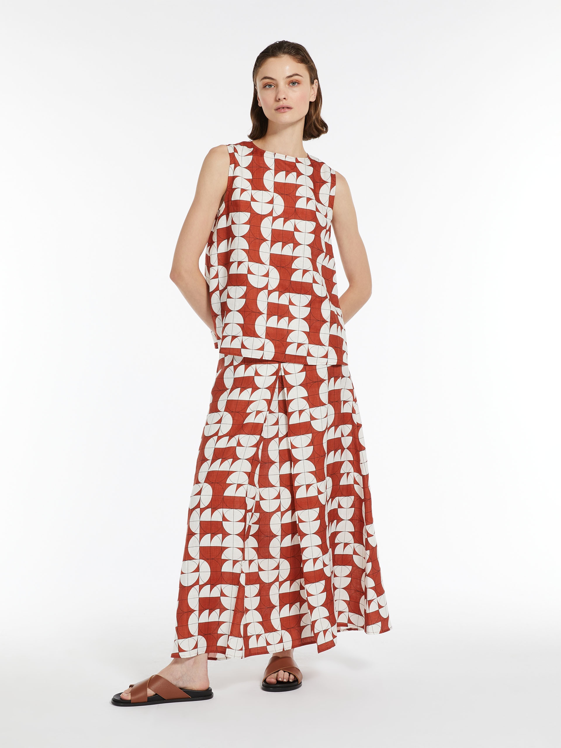 EDILE Printed linen skirt - 2