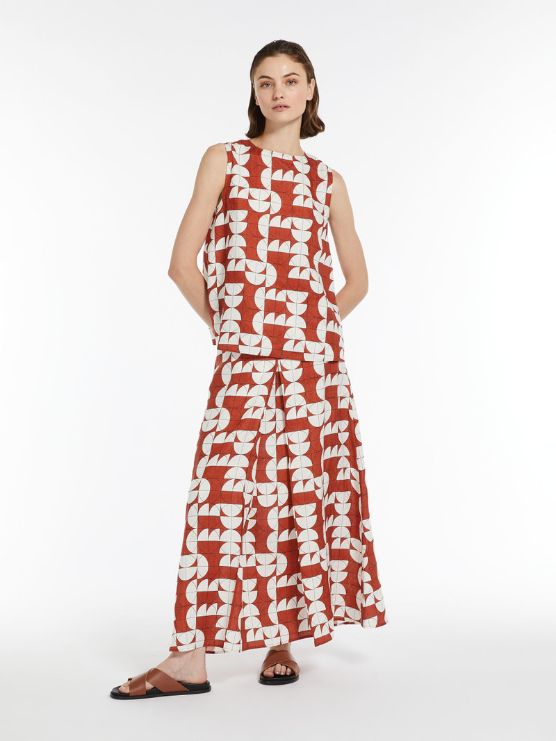 Max Mara EDILE Printed linen skirt outlook