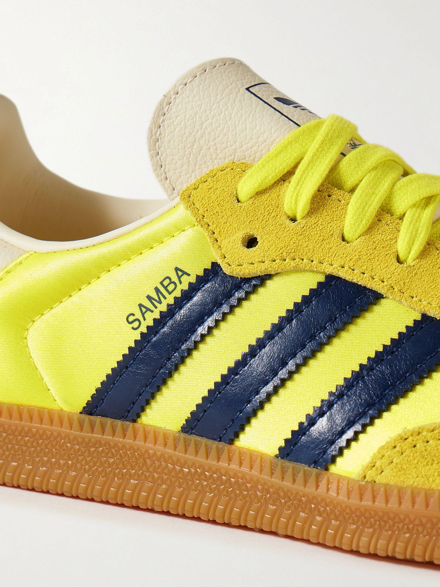 Samba OG suede and leather-trimmed satin sneakers Chartreuse - 4