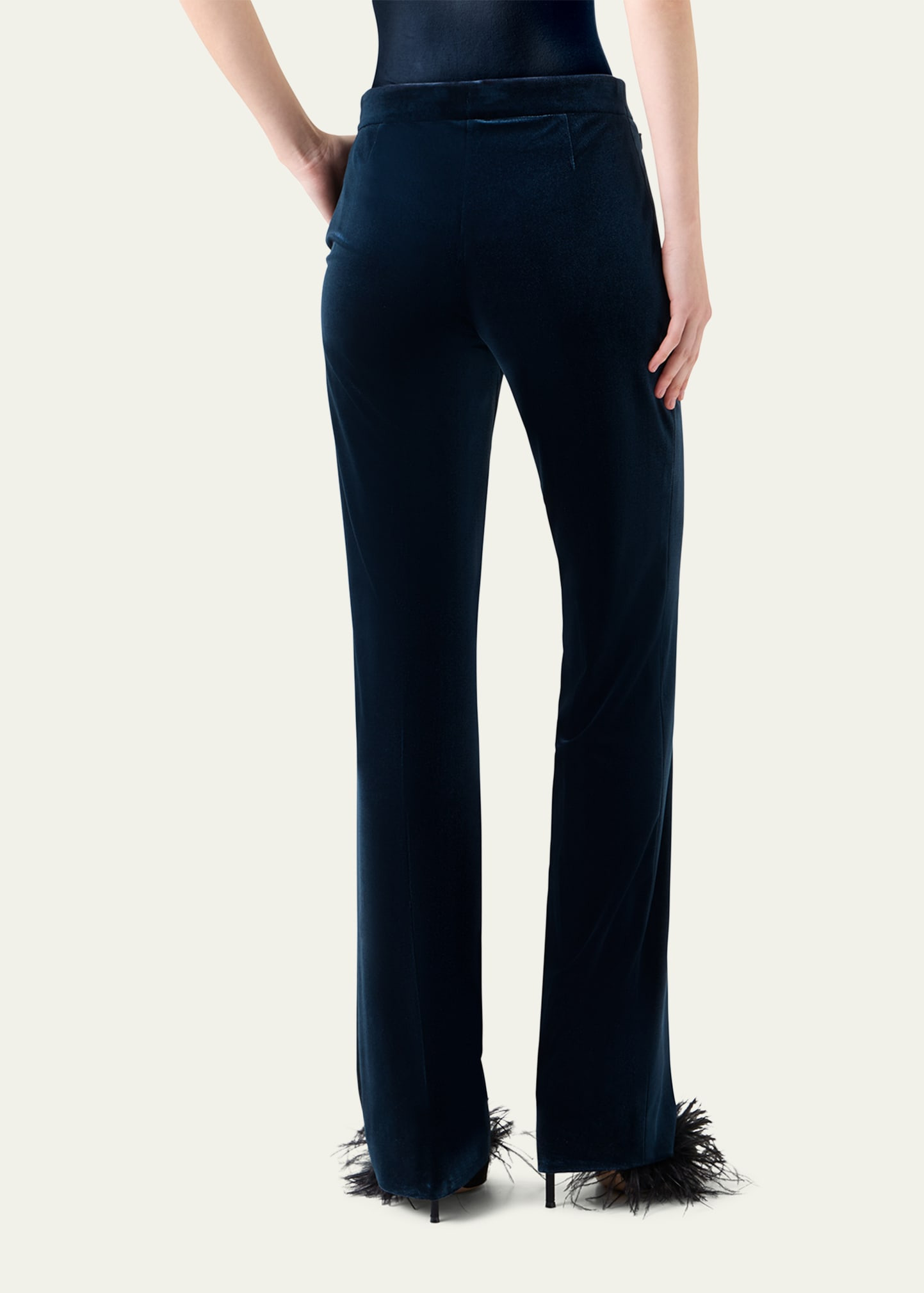 Carl Techno Velvet Stretch Straight-Leg Pants - 3